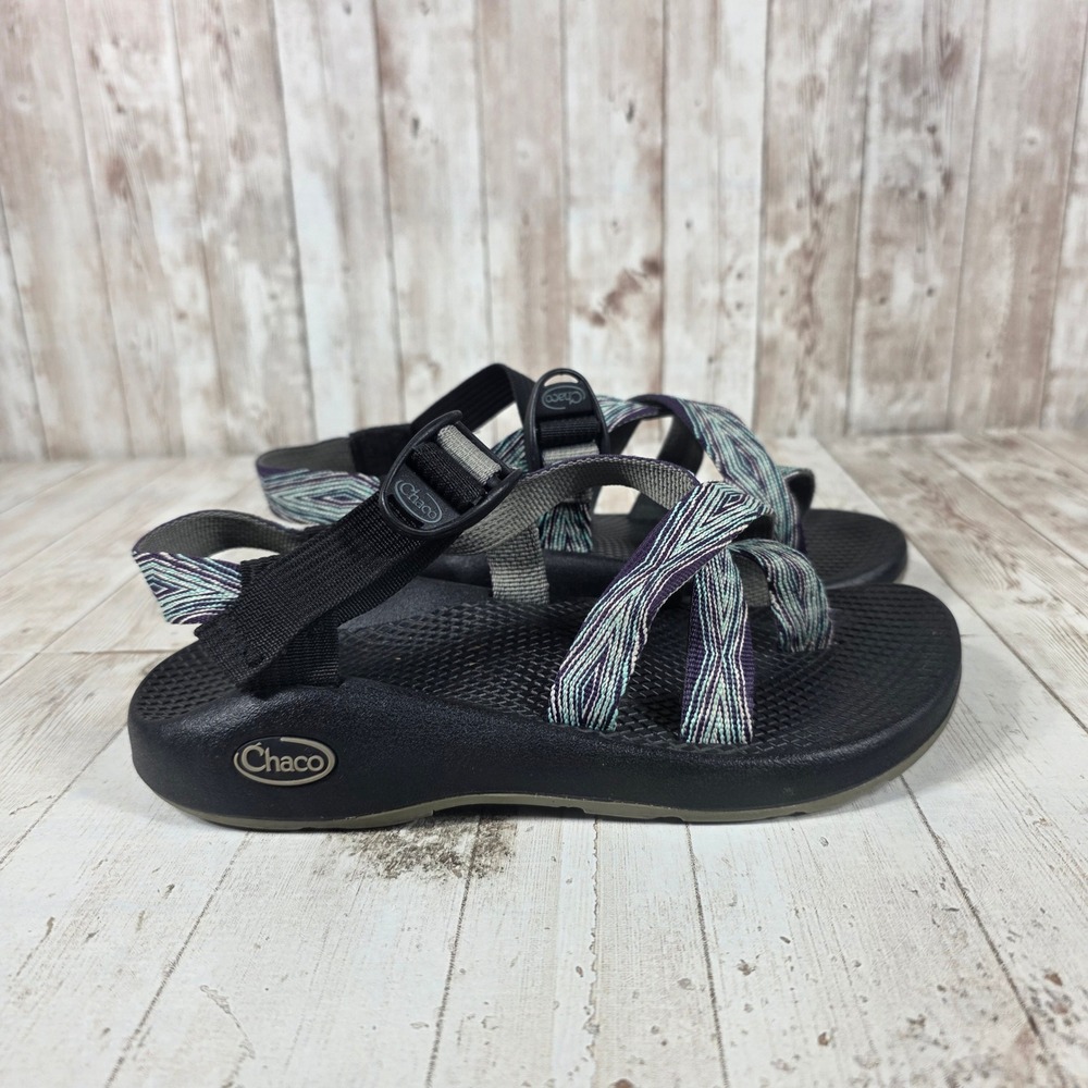 Chaco Z/Cloud 2 Womens 6 Black Purple‎ Teal Geometric Strappy Hiking sandals
